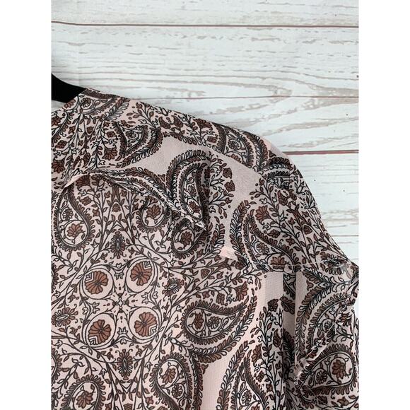 BELLE‎ SKY PINK Romper Womens Medium Pink Paisley Long Sleeve Ruffled Tassel - Picture 7 of 7